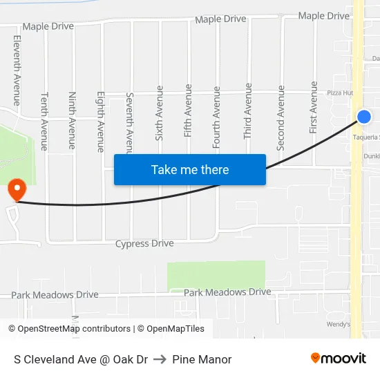 S Cleveland Ave @ Oak Dr to Pine Manor map