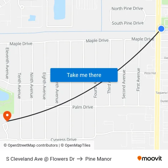 S Cleveland Ave @ Flowers Dr to Pine Manor map