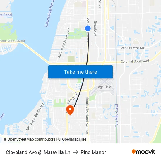 Cleveland Ave @ Maravilla Ln to Pine Manor map