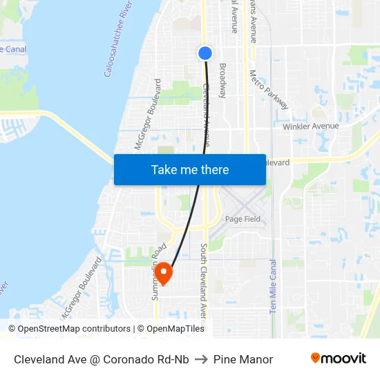 Cleveland Ave @ Coronado Rd-Nb to Pine Manor map