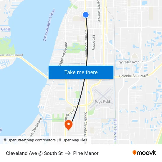 Cleveland Ave @ South St to Pine Manor map