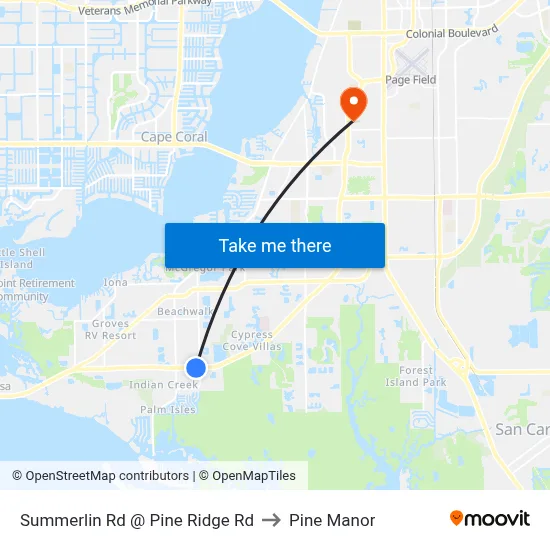Summerlin Rd @ Pine Ridge Rd to Pine Manor map