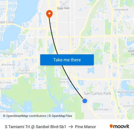 S Tamiami Trl @ Sanibel Blvd-Sb1 to Pine Manor map