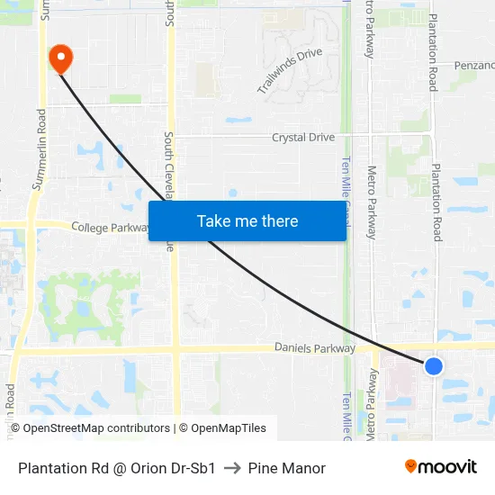 Plantation Rd @ Orion Dr-Sb1 to Pine Manor map