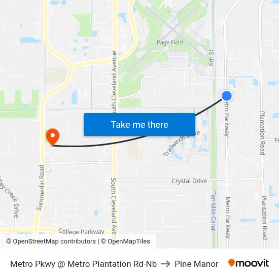 Metro Pkwy @ Metro Plantation Rd-Nb to Pine Manor map
