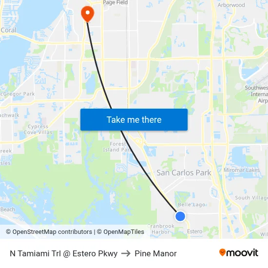 N Tamiami Trl @ Estero Pkwy to Pine Manor map