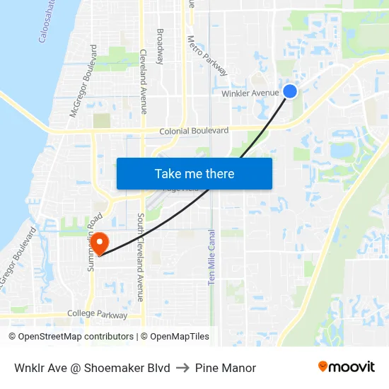 Wnklr Ave @ Shoemaker Blvd to Pine Manor map