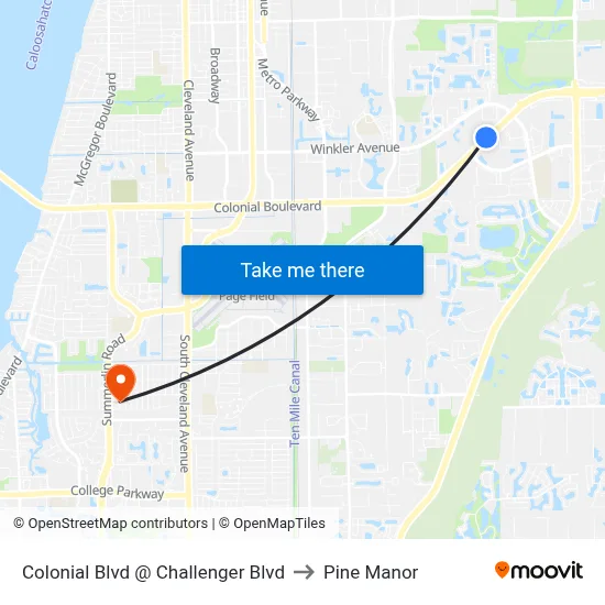 Colonial Blvd @ Challenger Blvd to Pine Manor map
