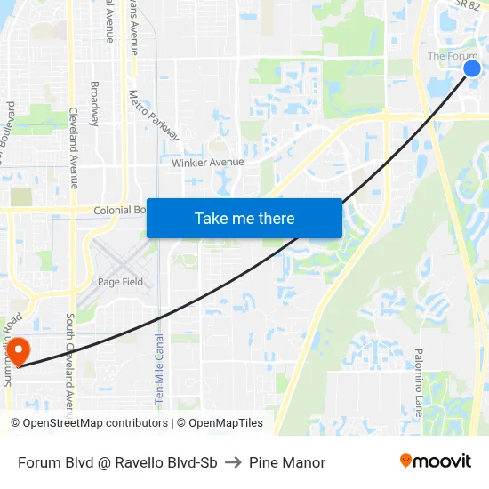 Forum Blvd @ Ravello Blvd-Sb to Pine Manor map