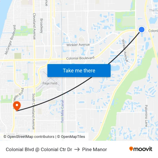 Colonial Blvd @ Colonial Ctr Dr to Pine Manor map