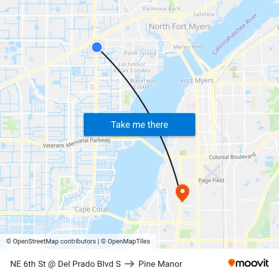 NE 6th St @ Del Prado Blvd S to Pine Manor map