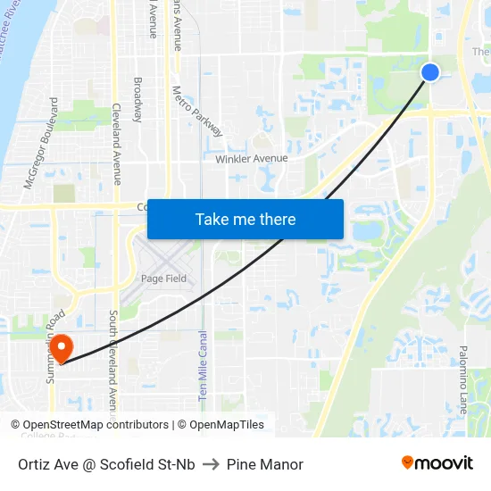 Ortiz Ave @ Scofield St-Nb to Pine Manor map