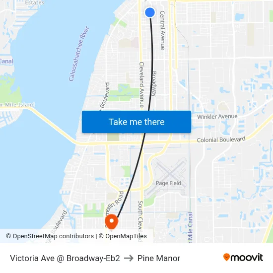Victoria Ave @ Broadway-Eb2 to Pine Manor map