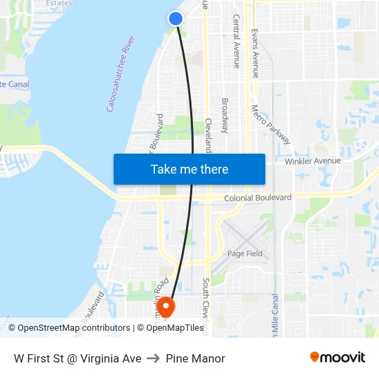 W First St @ Virginia Ave to Pine Manor map