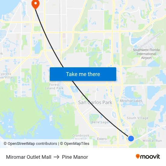 Miromar Outlet Mall to Pine Manor map