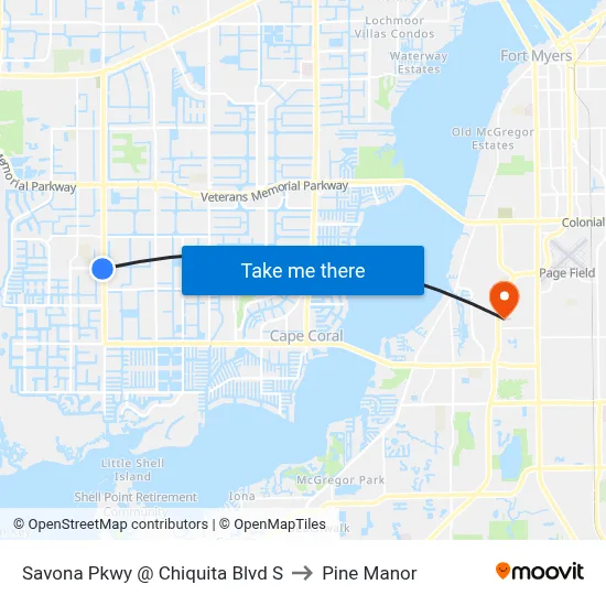 Savona Pkwy @ Chiquita Blvd S to Pine Manor map