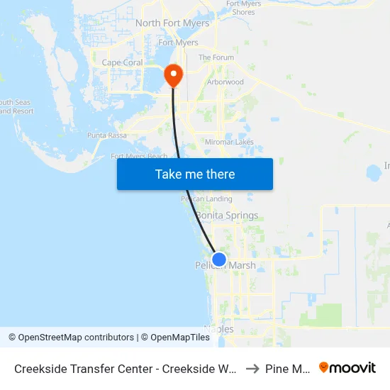 Creekside Transfer Center - Creekside Way @ Immoka to Pine Manor map