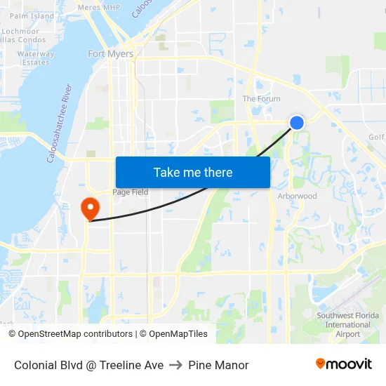 Colonial Blvd @ Treeline Ave to Pine Manor map