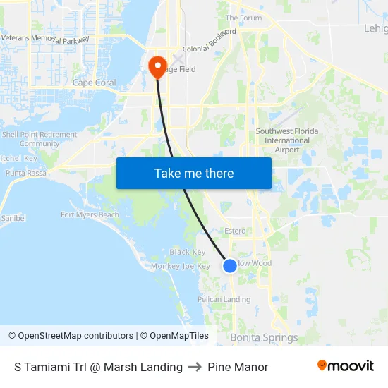 S Tamiami Trl @ Marsh Landing to Pine Manor map