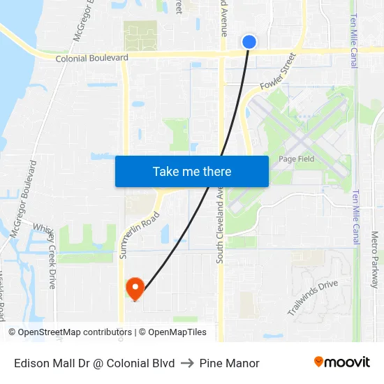 Edison Mall Dr @ Colonial Blvd to Pine Manor map