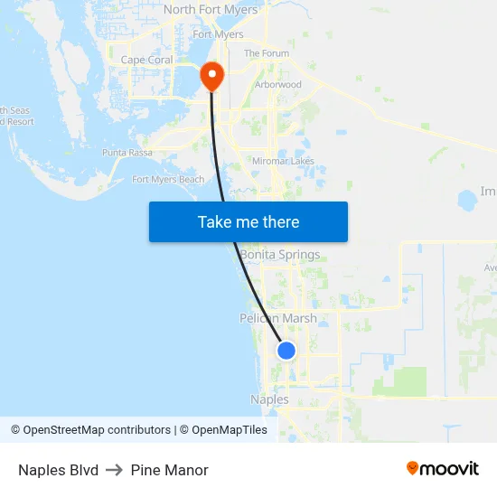 Naples Blvd to Pine Manor map