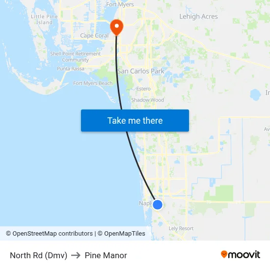 North Rd (Dmv) to Pine Manor map