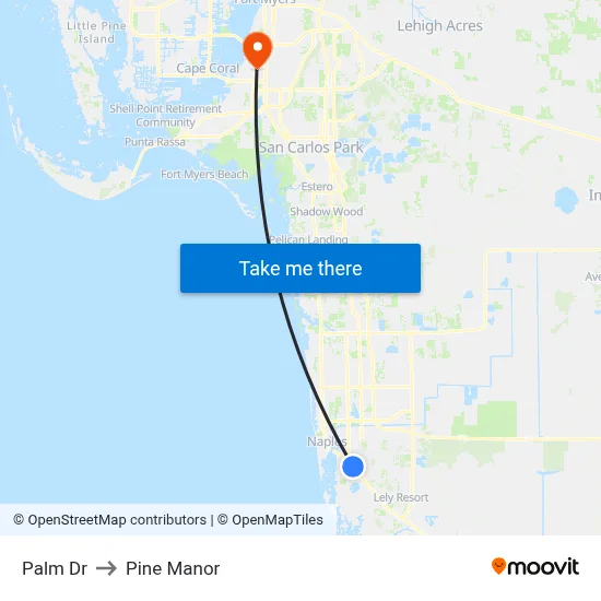 Palm Dr to Pine Manor map