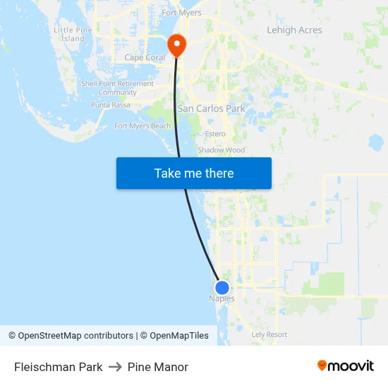 Fleischman Park to Pine Manor map