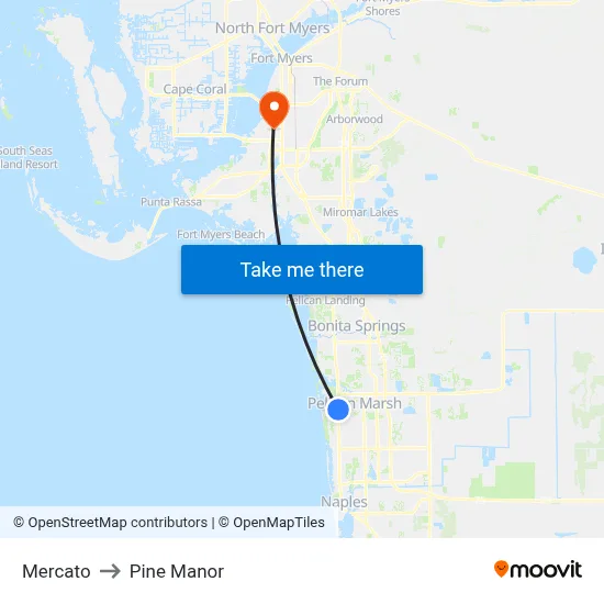 Mercato to Pine Manor map