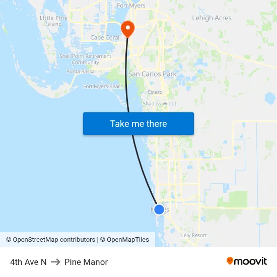4th Ave N to Pine Manor map