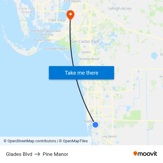 Glades Blvd to Pine Manor map