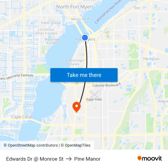 Edwards Dr @ Monroe St to Pine Manor map