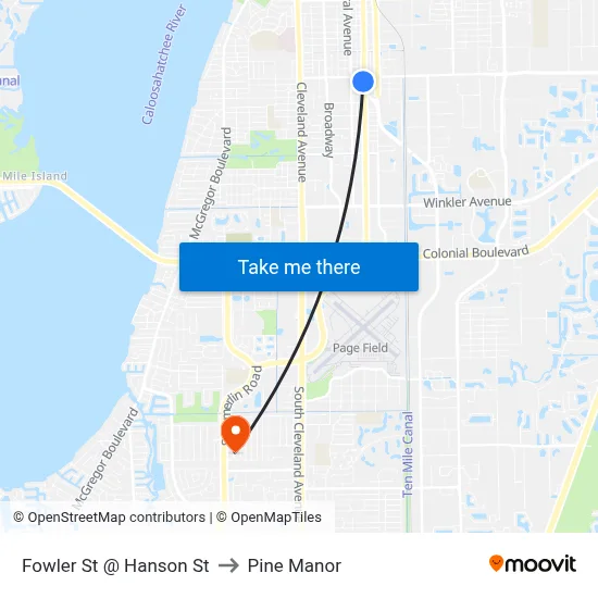 Fowler St @ Hanson St to Pine Manor map