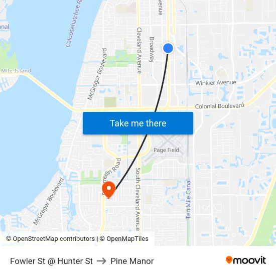 Fowler St @ Hunter St to Pine Manor map