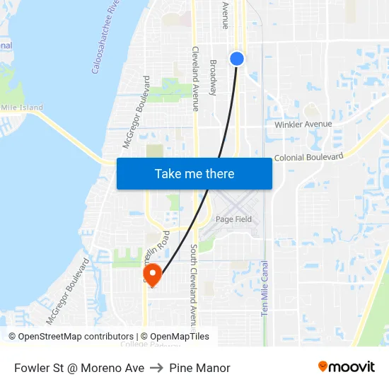 Fowler St @ Moreno Ave to Pine Manor map