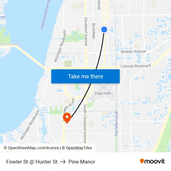 Fowler St @ Hunter St to Pine Manor map