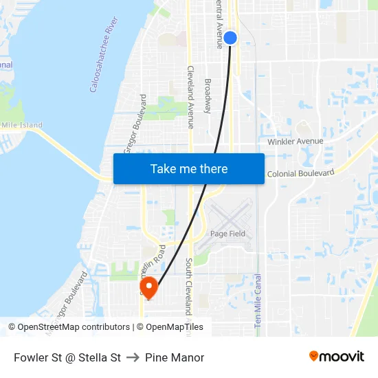 Fowler St @ Stella St to Pine Manor map