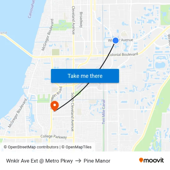 Wnklr Ave Ext @ Metro Pkwy to Pine Manor map