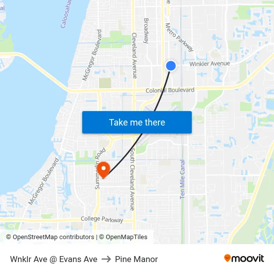 Wnklr Ave @ Evans Ave to Pine Manor map