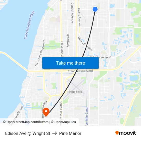 Edison Ave @ Wright St to Pine Manor map