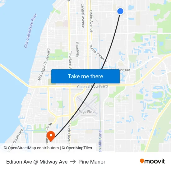 Edison Ave @ Midway Ave to Pine Manor map