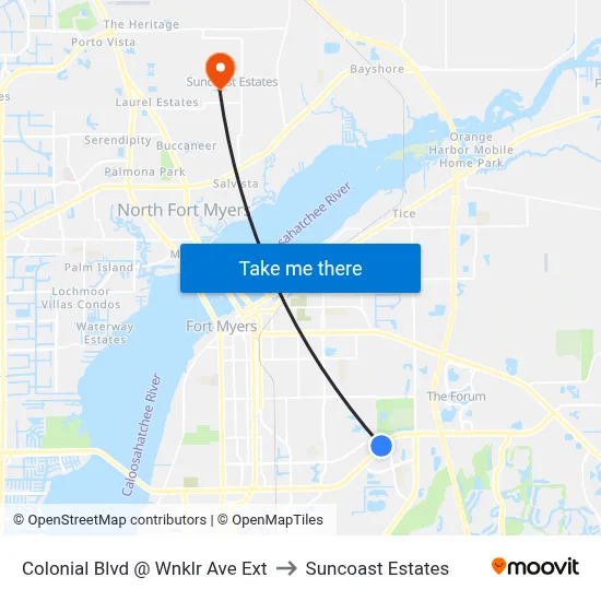 Colonial Blvd @ Wnklr Ave Ext to Suncoast Estates map