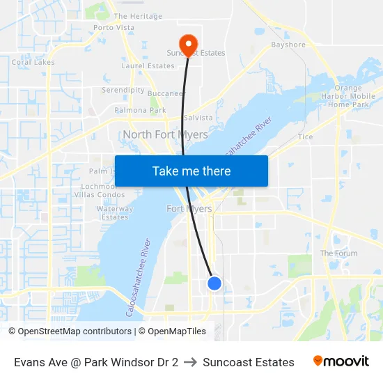 Evans Ave @ Park Windsor Dr 2 to Suncoast Estates map