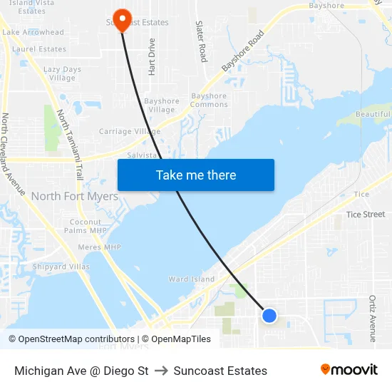 Michigan Ave @ Diego St to Suncoast Estates map