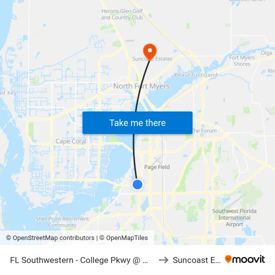 FL Southwestern - College Pkwy @ Whiskey Creek Dr to Suncoast Estates map