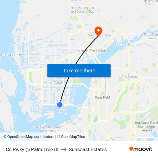 Cc Pwky @ Palm Tree Dr to Suncoast Estates map