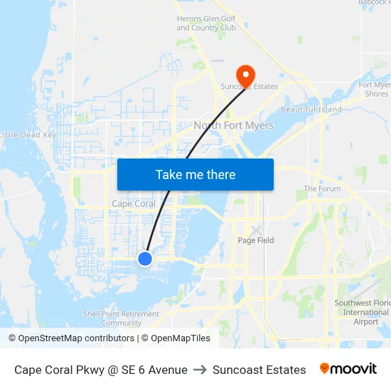 Cape Coral Pkwy @  SE 6 Avenue to Suncoast Estates map
