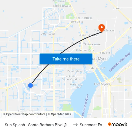 Sun Splash - Santa Barbara Blvd @ SE 5th St to Suncoast Estates map