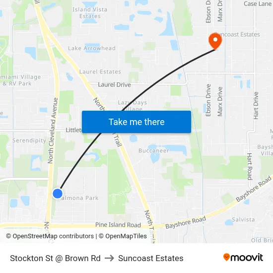 Stockton St @ Brown Rd to Suncoast Estates map