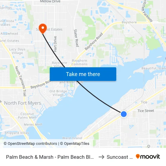Palm Beach & Marsh - Palm Beach Blvd @ Fairview Ave-Wb to Suncoast Estates map